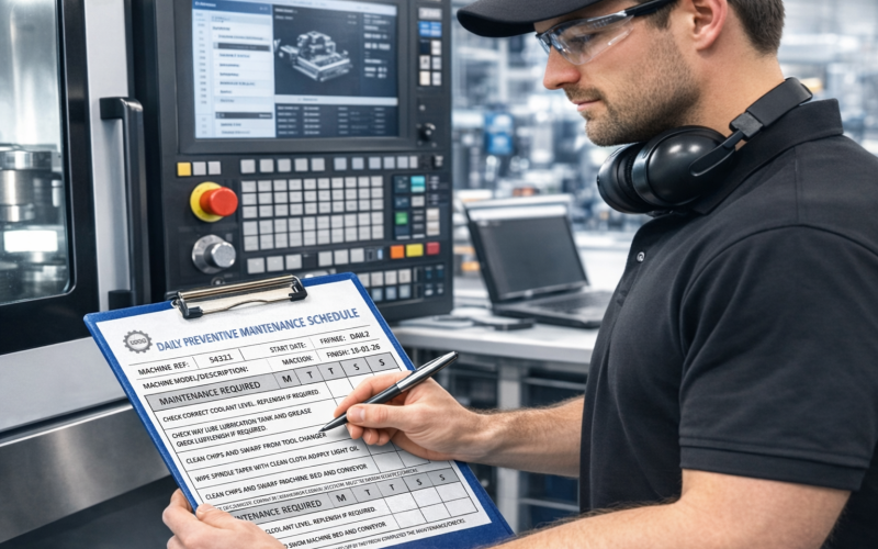 CNC Preventive Maintenance Checklist on Modern Shop Floor